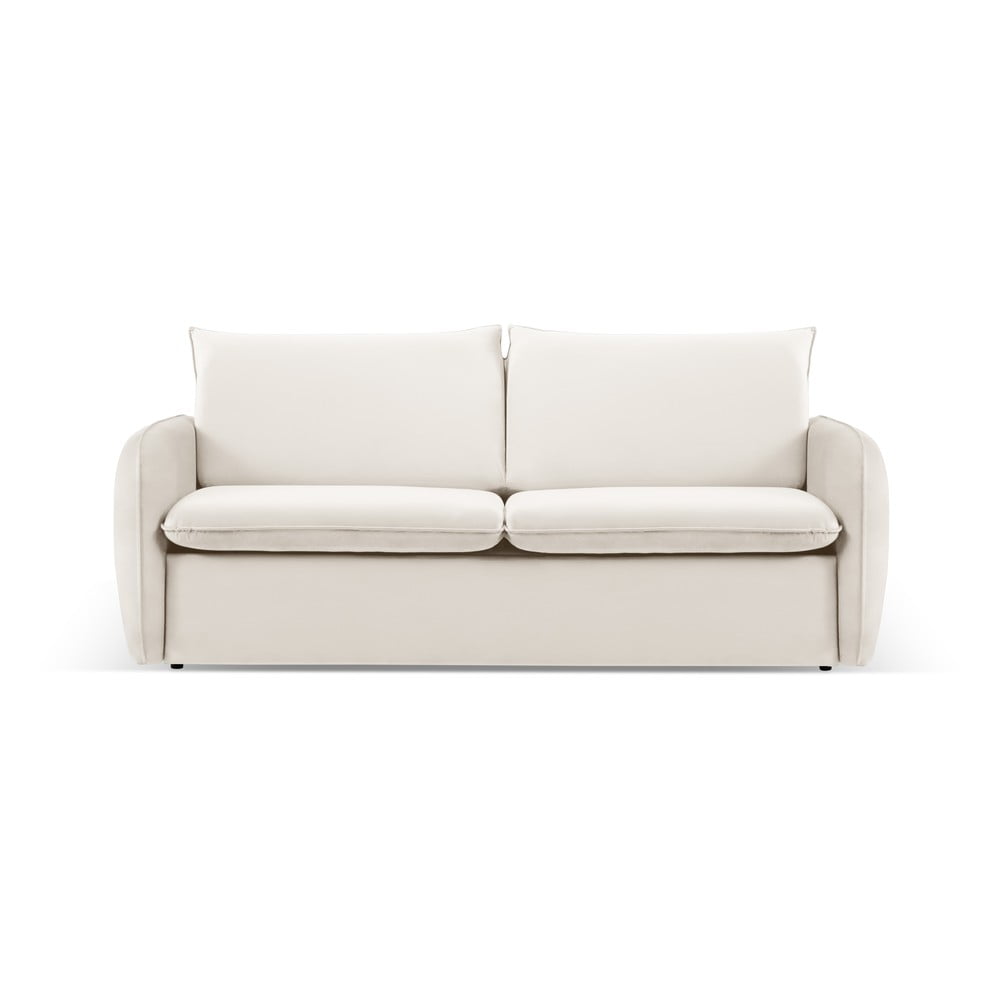 Krémszínű bársony kinyitható kanapé 214 cm vienna – cosmopolitan design