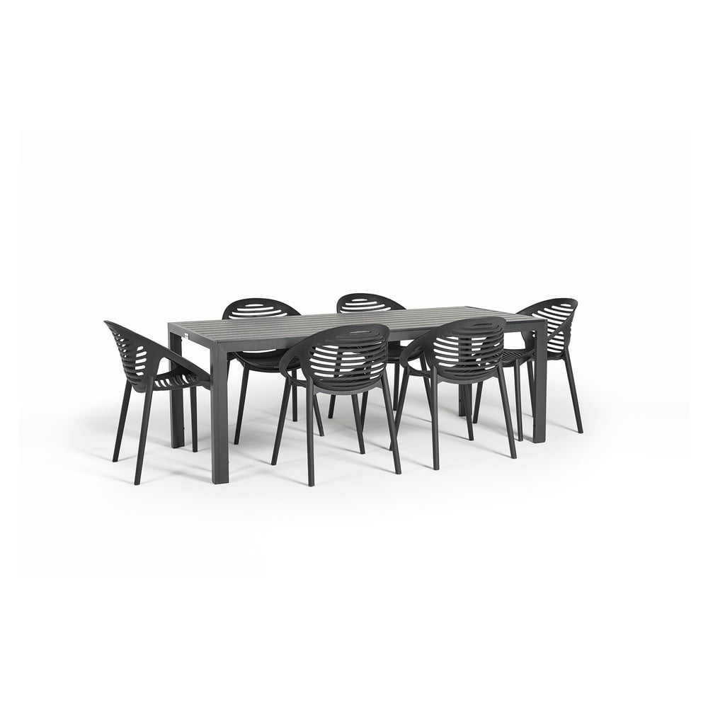 Joanna fekete 6 személyes kerti étkezőszett székekkel és viking asztallal, 90 x 205 cm - bonami selection