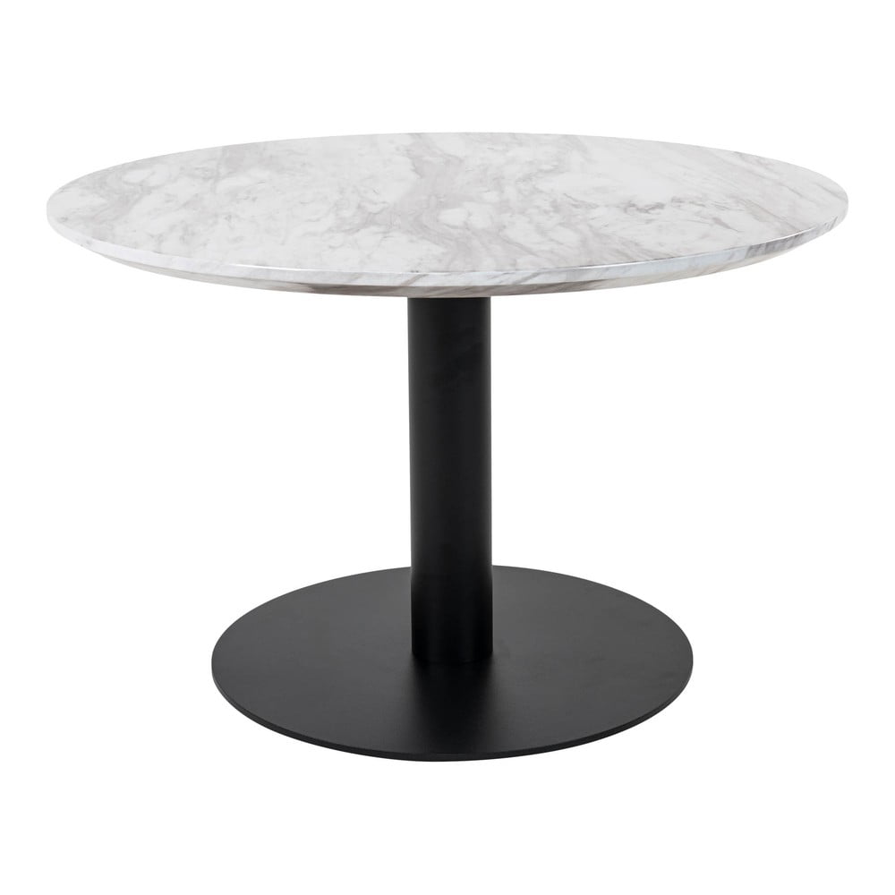 Fehér-fekete kerek dohányzóasztal márvány dekoros asztallappal 70x70 cm bolzano – house nordic