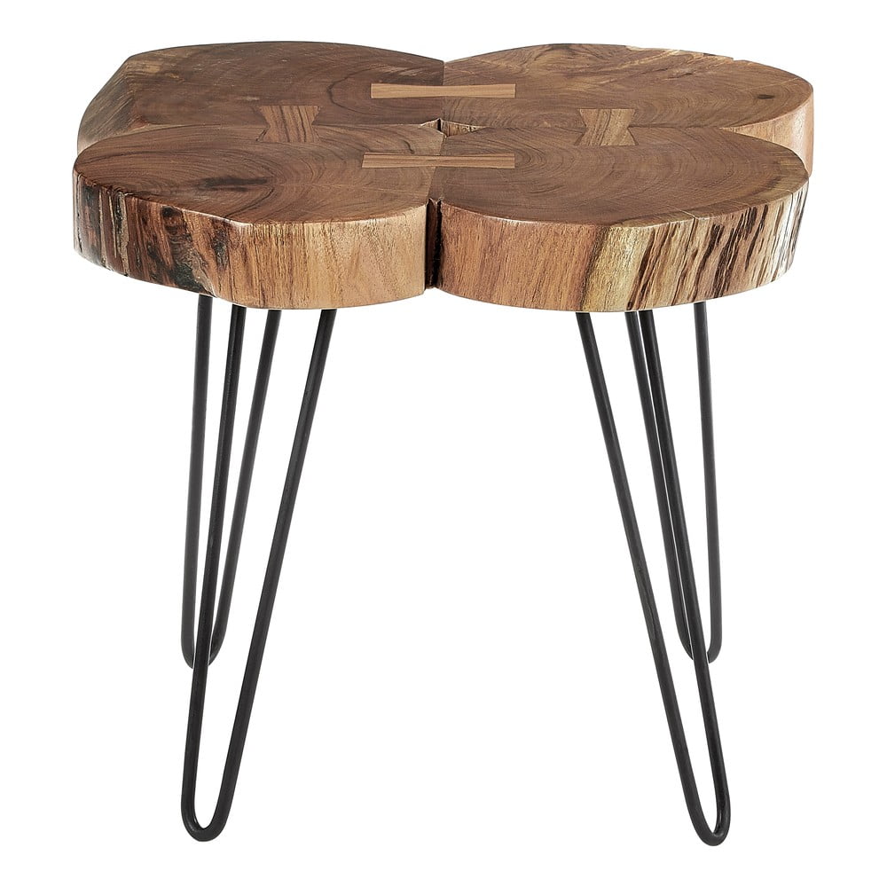 Tárolóasztal akácfa asztallappal 50x50 cm nandri – premier housewares