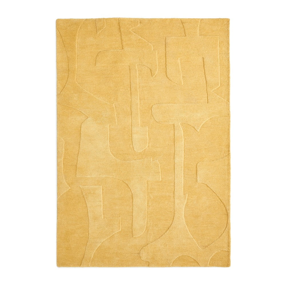 Mustársárga gyapjú szőnyeg 160x230 cm maie – kave home
