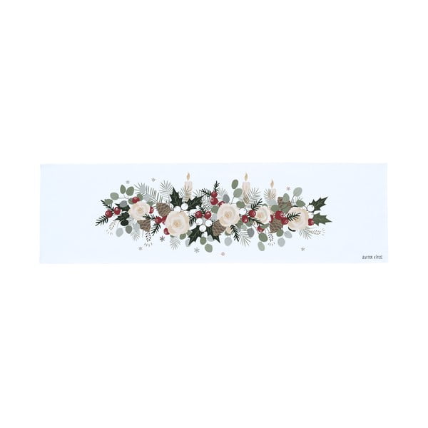 Fir Branches pamut asztali futó karácsonyi mintával, 140 x 40 cm - Butter Kings