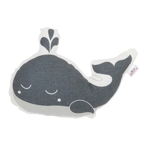 Pillow Toy Whale szürke pamutkeverék gyerekpárna, 35 x 24 cm - Mike & Co. NEW YORK