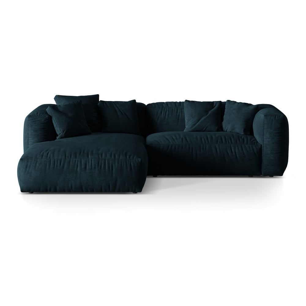 Sötétkék buklé moduláris sarokkanapé (bal oldali) Martina – Micadoni Home