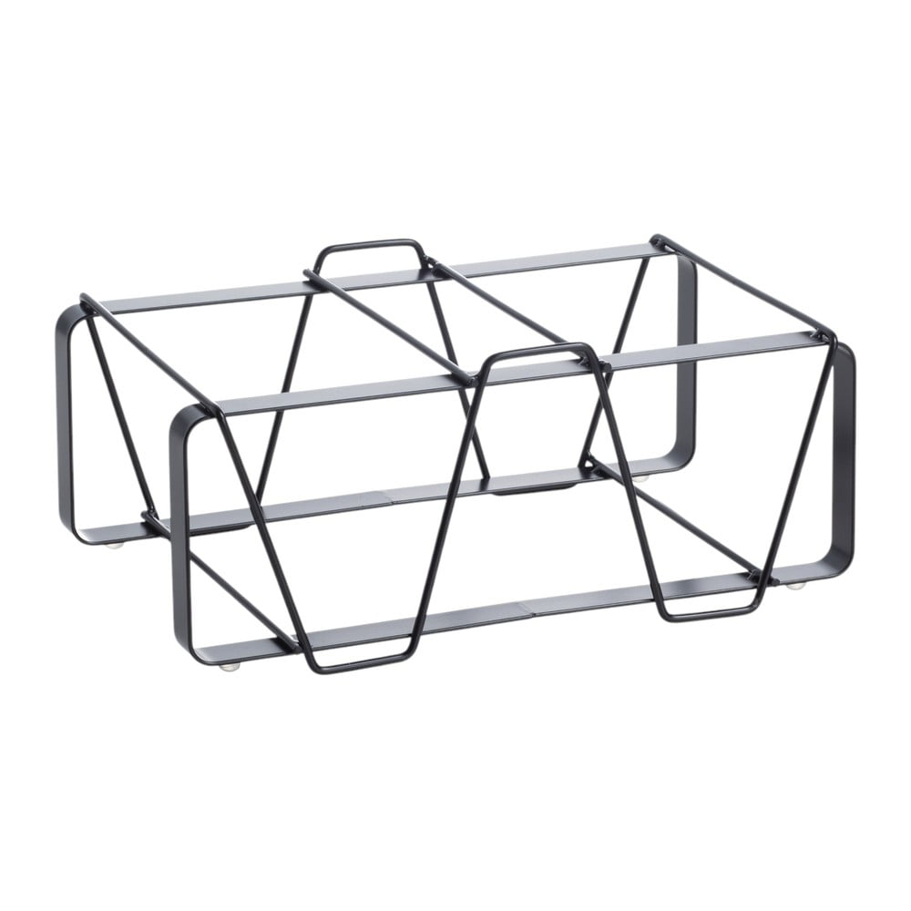 Fekete fém bortartó polcos állvány, palackok száma 2 30x12x12 cm Cin – Tomasucci