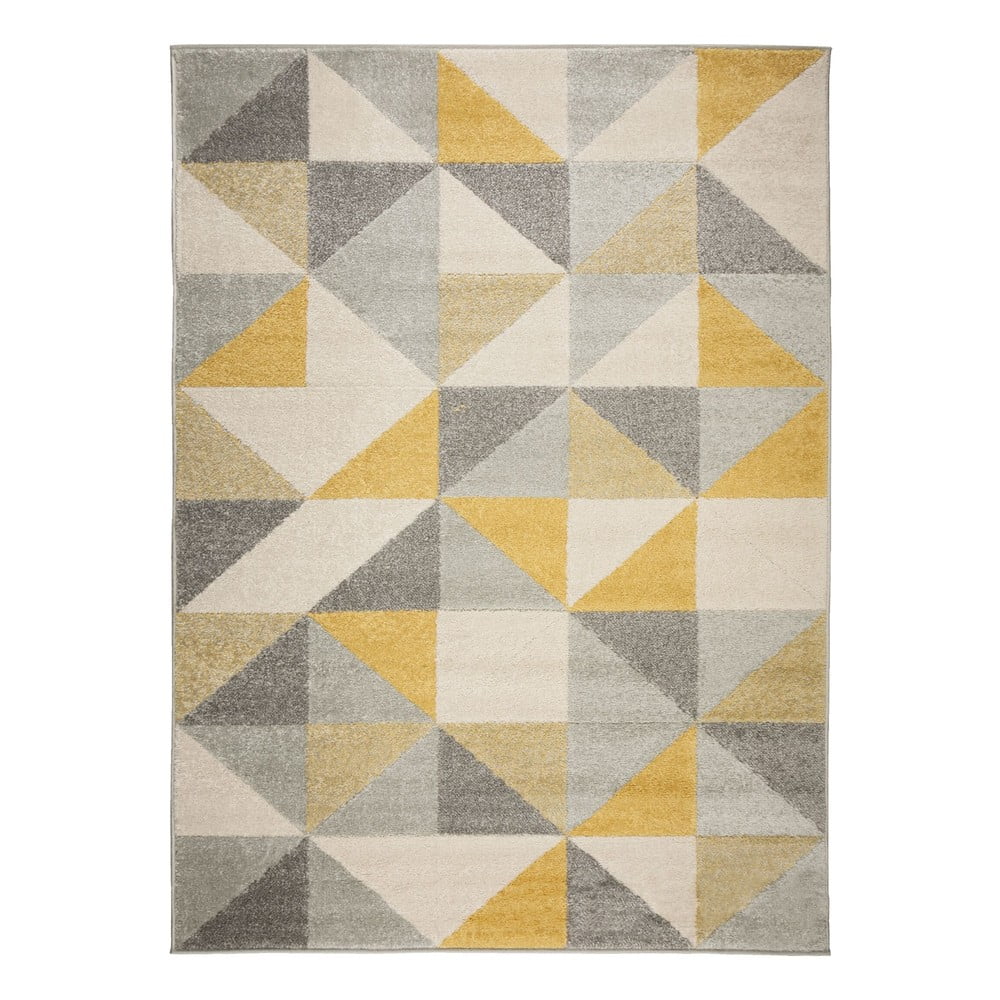 Urban Triangle szürke-sárga szőnyeg, 133 x 185 cm - Flair Rugs