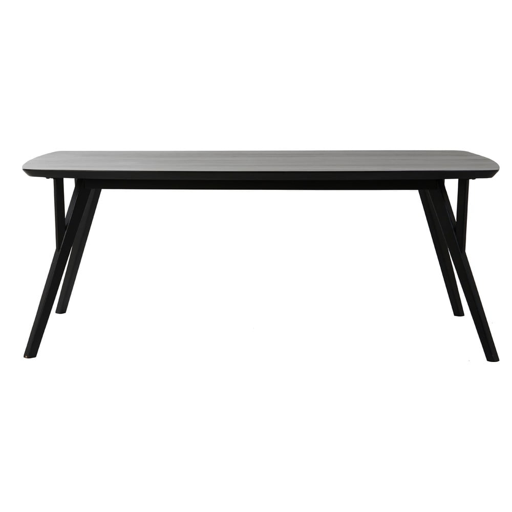 Fekete étkezőasztal akácfa asztallappal 100x220 cm quenza – light & living