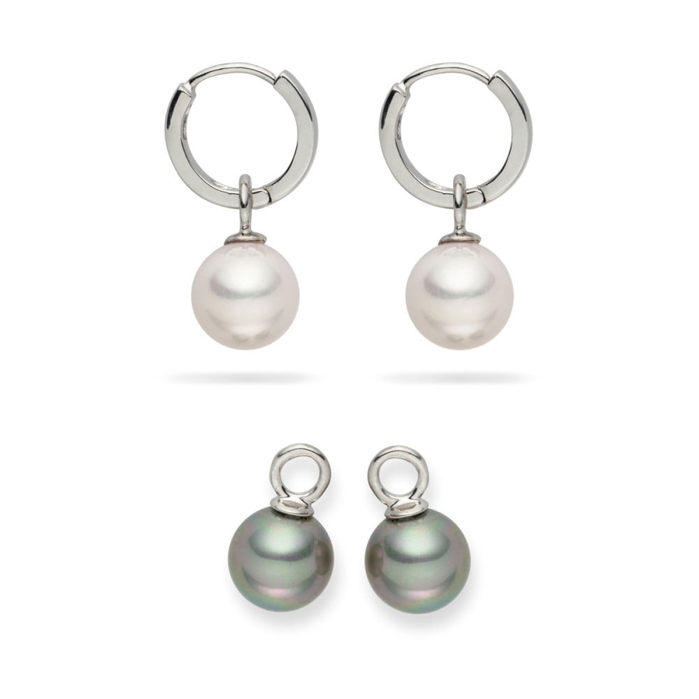Eirené White and Silver Grey 2 darab gyöngy fülbevaló - Pearls of London