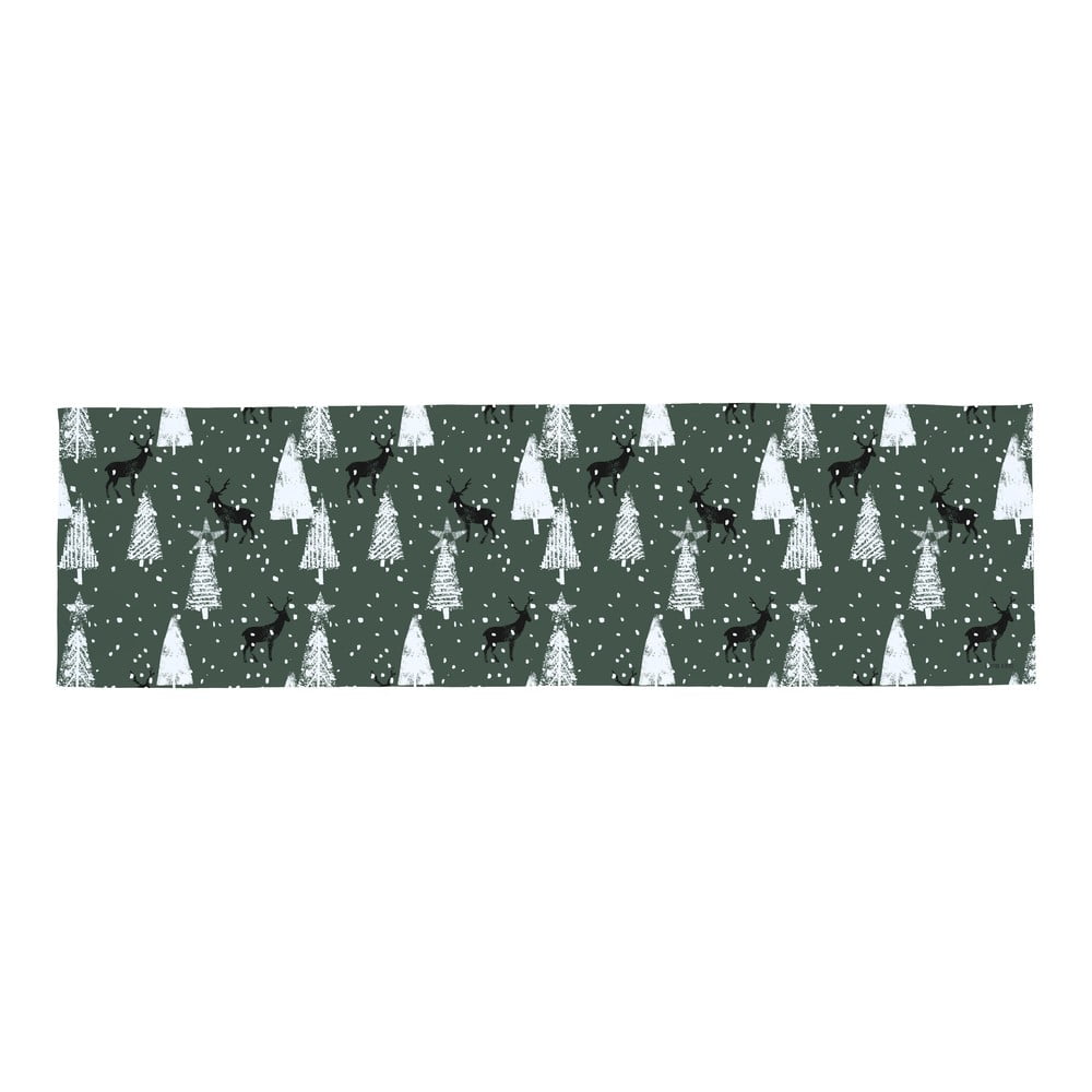 Pamut asztali futó karácsonyi mintával 40x140 cm Deer in the Forest – Butter Kings
