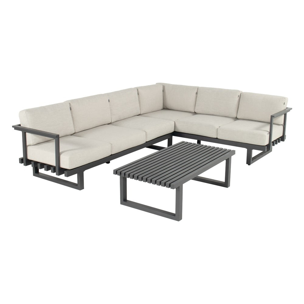 Bézs alumínium ötszemélyes kerti lounge szett Calabria – Hartman