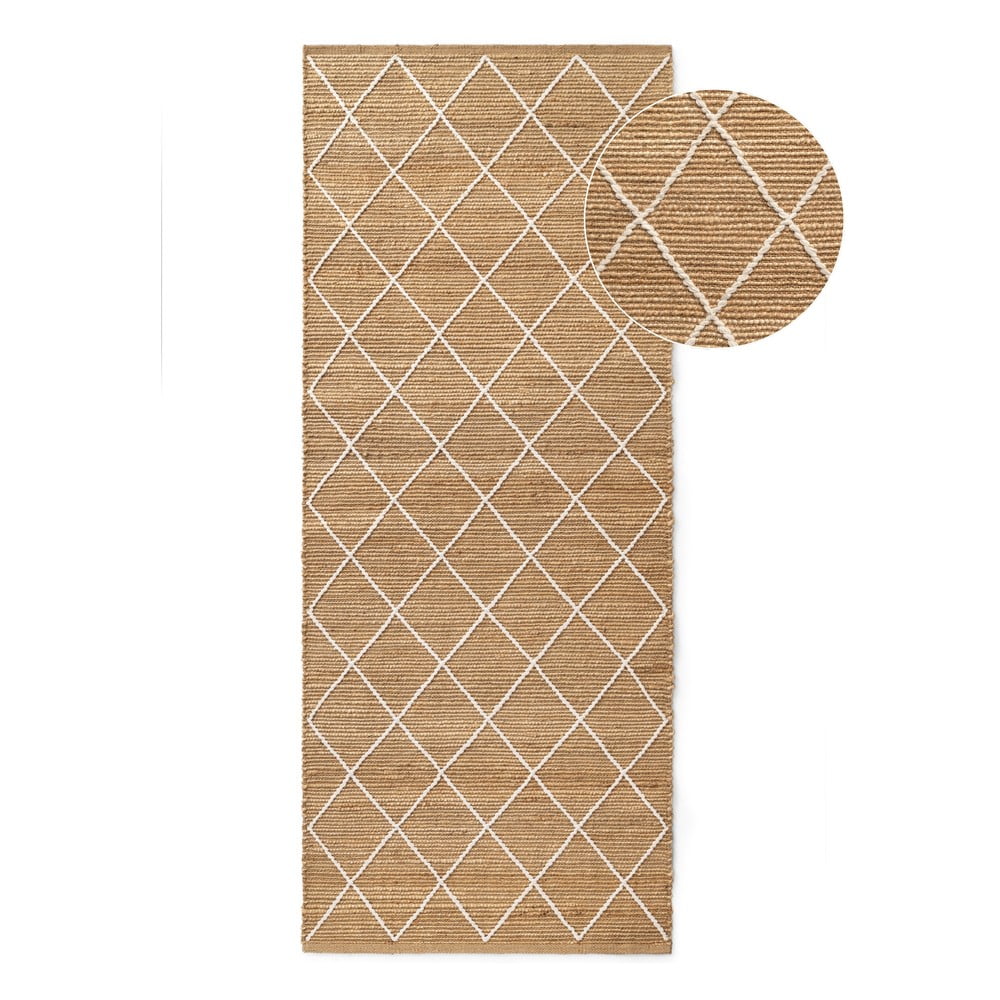 Natúr színű kézi szövésű juta futószőnyeg 80x200 cm Kunu – Hanse Home