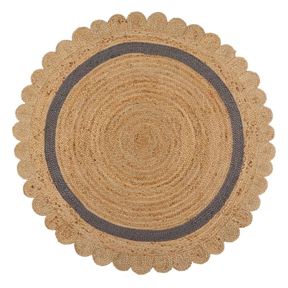 Natúr színű juta kerek szőnyeg ø 160 cm grace – flair rugs