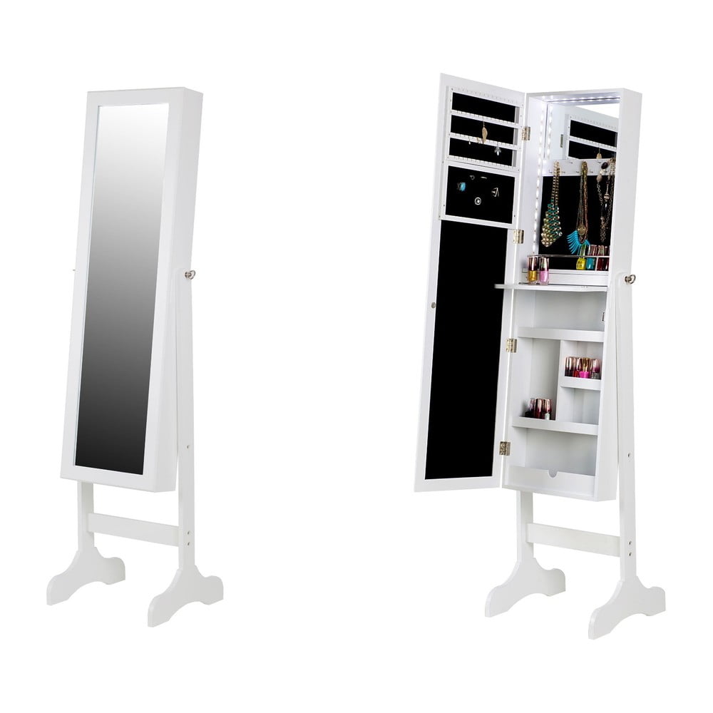 Bien fehér ékszertartó szekrény tükörrel és led világítással - bonami essentials