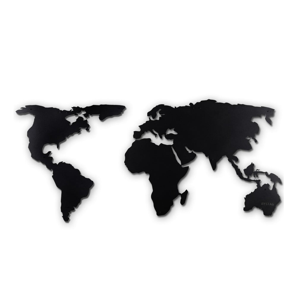 Bystag world map xl fekete, fém fali dekor
