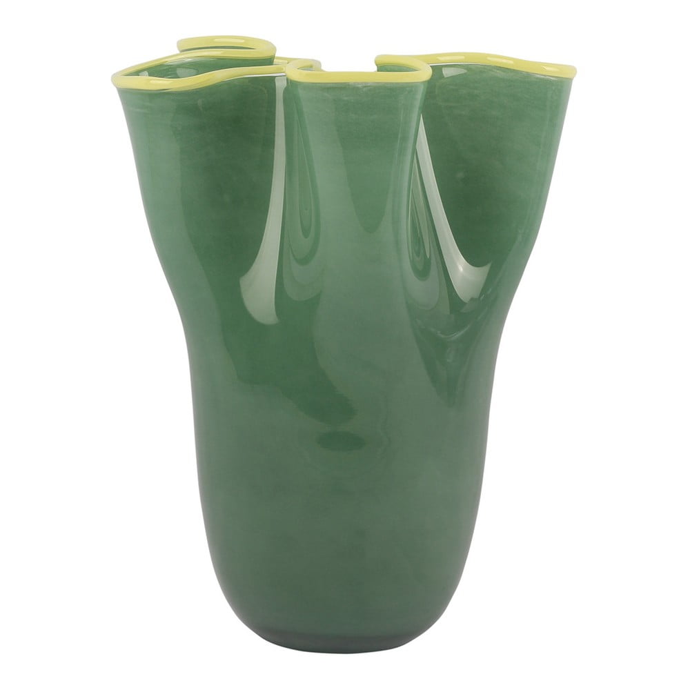 Zöld üveg kézzel készített váza (magasság 31,5 cm) Ruffles – PT LIVING