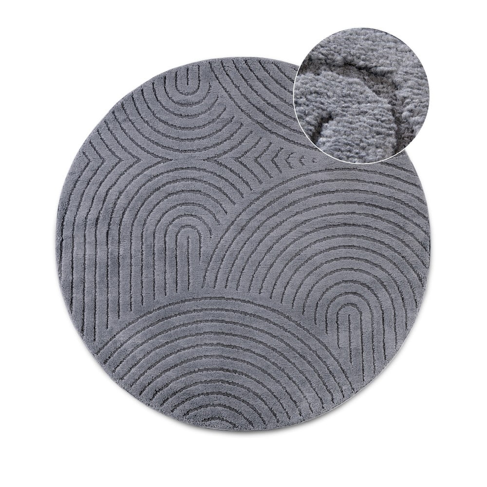 Antracitszürke kerek szőnyeg ø 160 cm Panglao New York Anthracite – Elle Decoration
