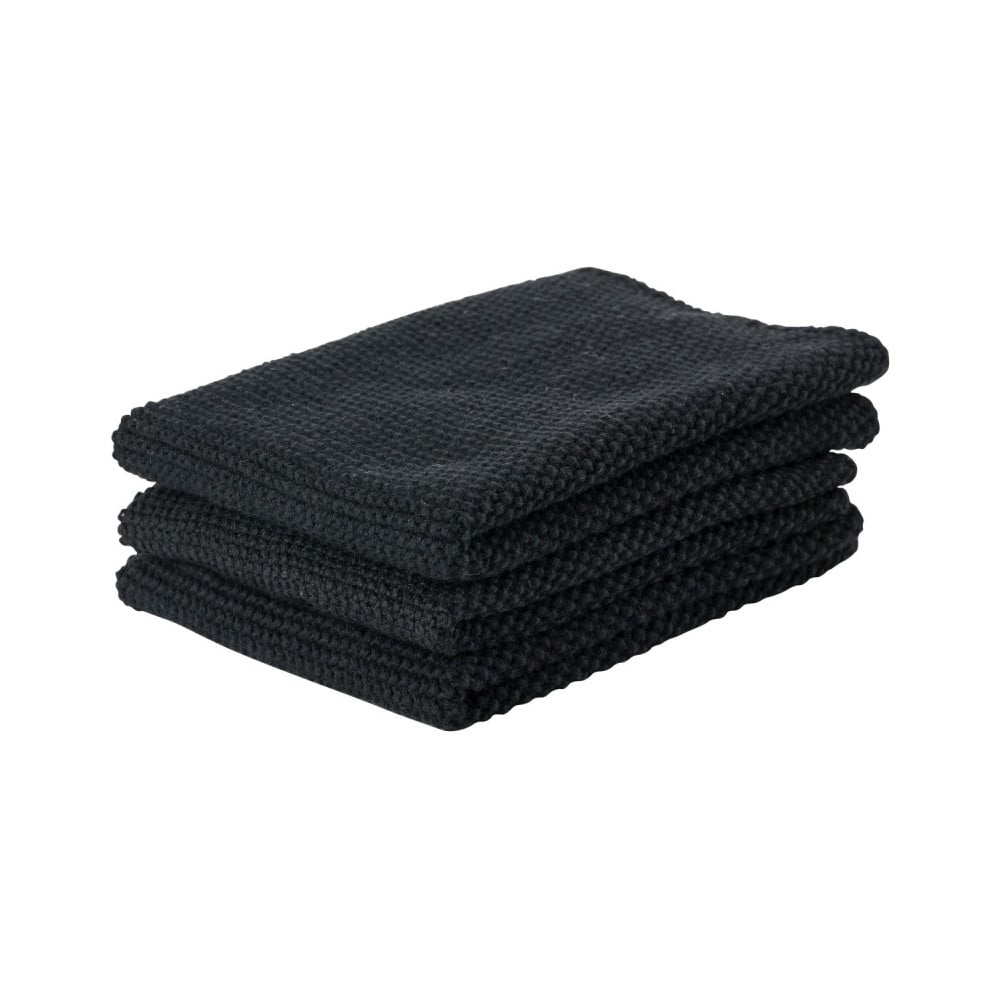 Prado 3 db-os fekete pamut konyharuha szett, 27 x 27 cm - Zone