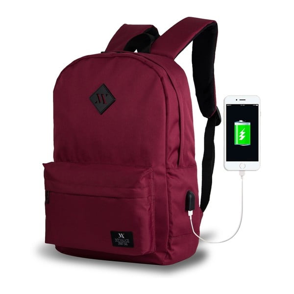 SPECTA Smart Bag borvörös hátizsák, USB csatlakozóval - My Valice