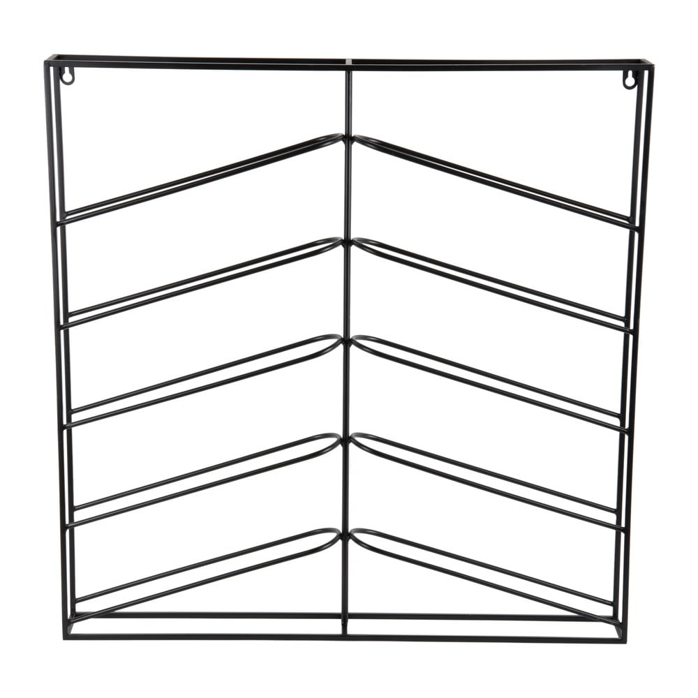 Fekete fali fém bortartó polcos állvány, palackok száma 10 67x66x7,5 cm Cuadro – PT LIVING