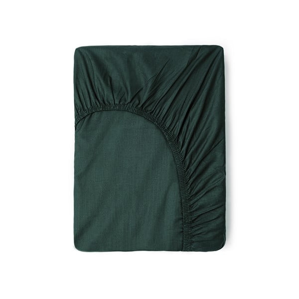 Sötétzöld pamut gumis lepedő, 90 x 200 cm - Good Morning
