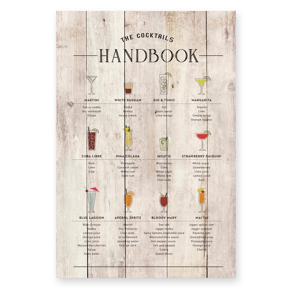 Fa falitábla 40x60 cm Cocktails Handbook - Really Nice Things