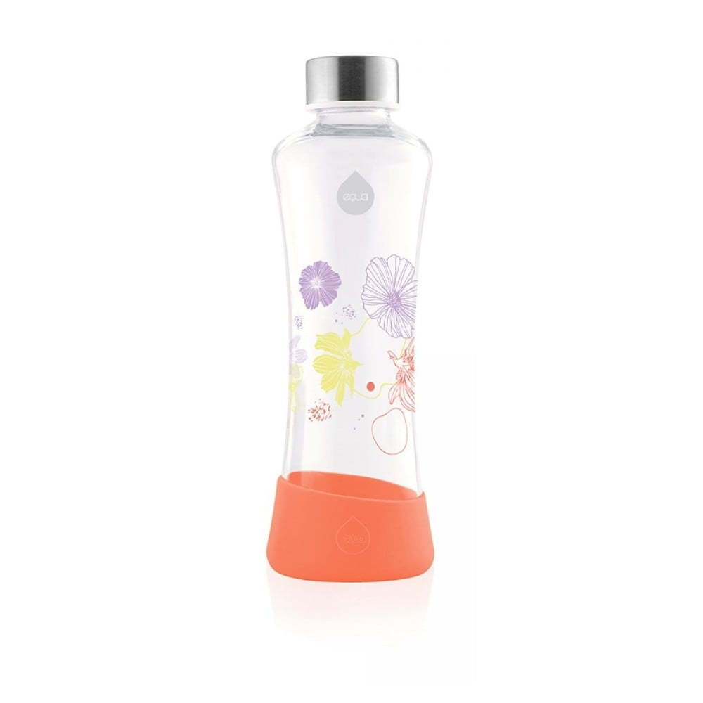 Narancssárga ivópalack boroszilikát üvegből 550 ml Flowerhead Poppy - Equa