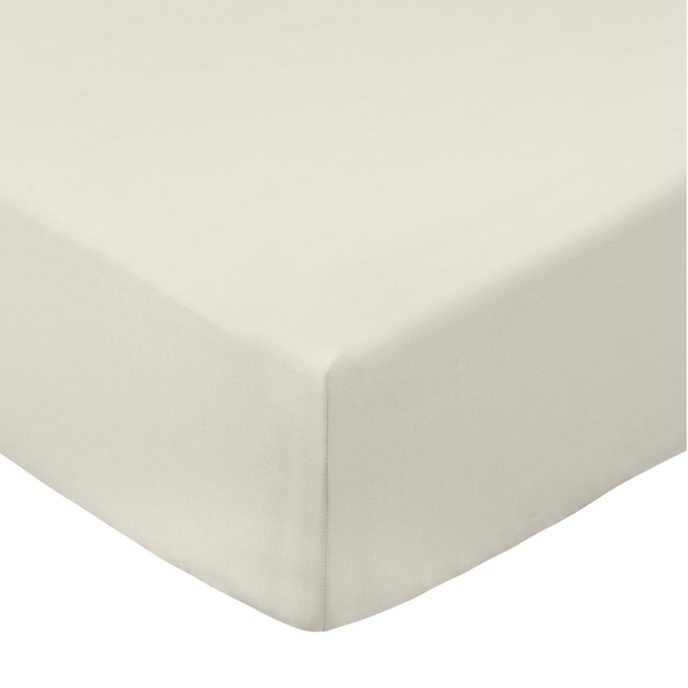 Bézs gumis pamut-perkál lepedő 185x200 cm Cotton Percale – Bianca