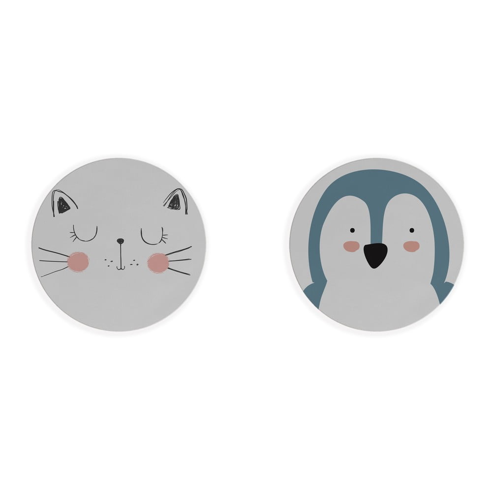 Cat & Penguin 2 db tányéralátét, ⌀ 32 cm - Madre Selva
