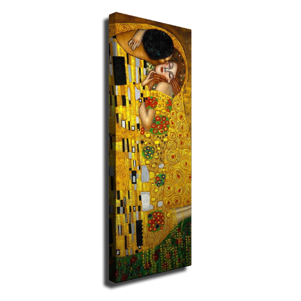 Vászon fali kép Gustav Klimt The Kiss másolat, 30 x 80 cm
