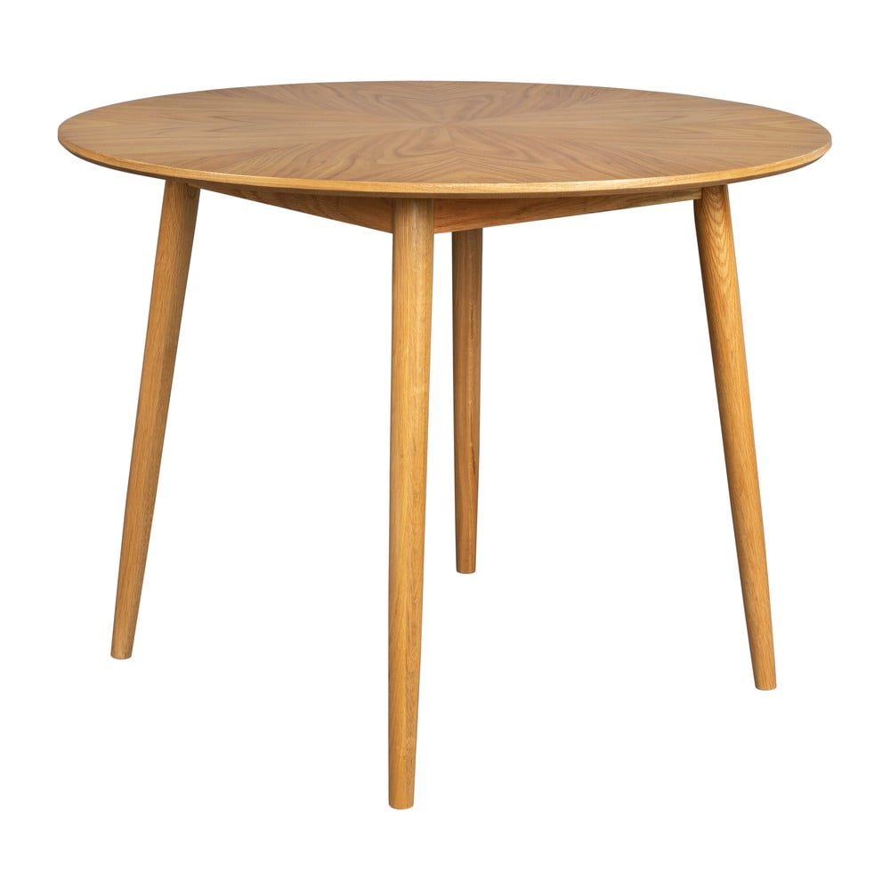 Kerek étkezőasztal tölgyfa dekoros asztallappal ø 100 cm fabio – white label