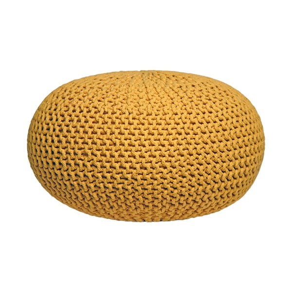 Knitted XL sárga kötött puff, ⌀ 70 cm - LABEL51