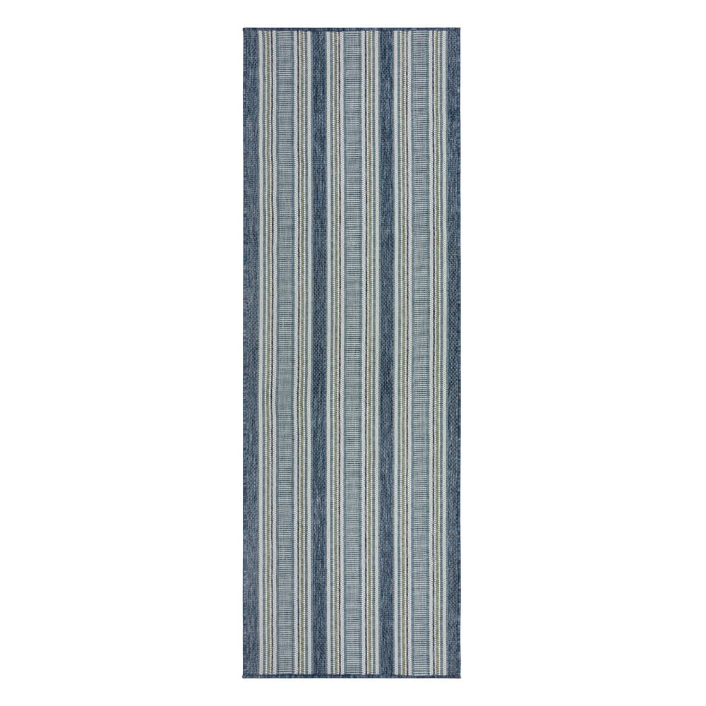 Kékeszöld kültéri-beltéri szőnyeg 80x230 cm Roma Stripe – Flair Rugs