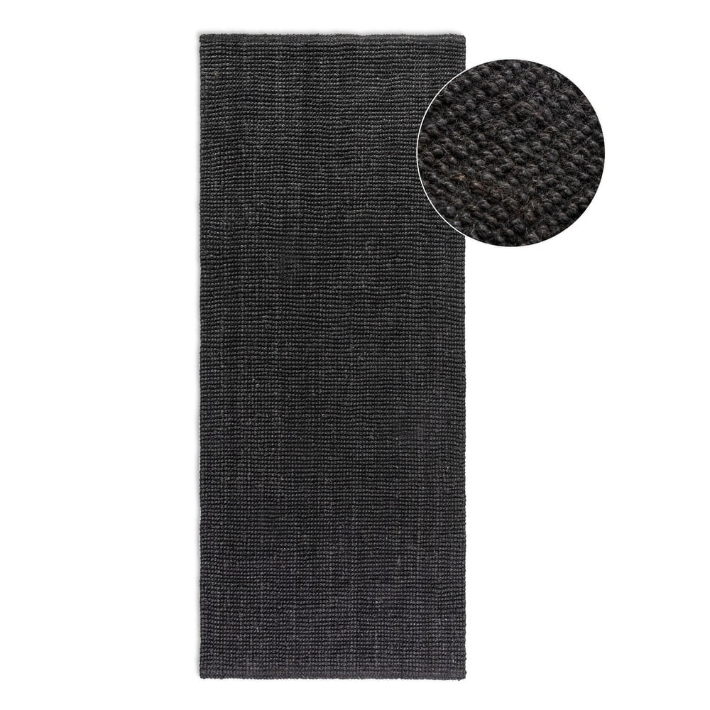 Fekete juta futószőnyeg 80x200 cm Bouclé – Hanse Home