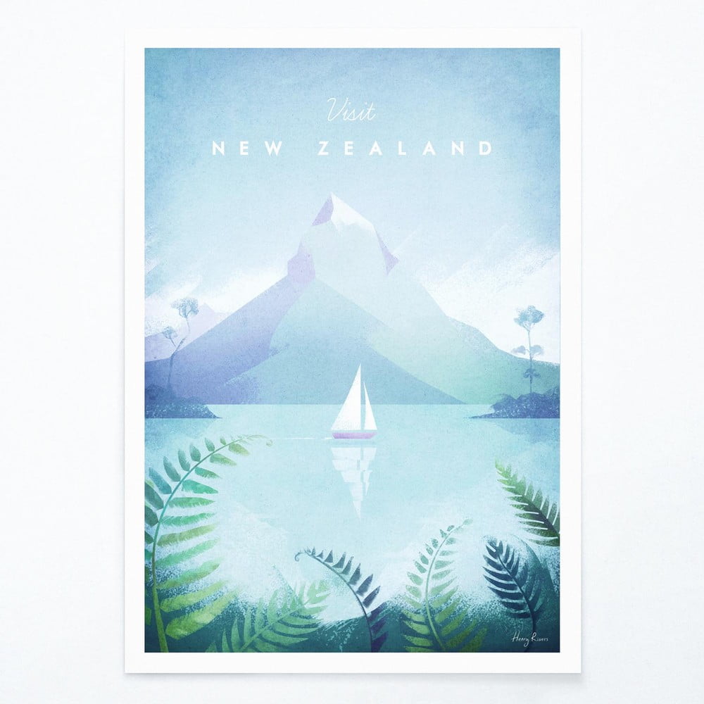 Poszter New Zealand, 50x70 cm - Travelposter