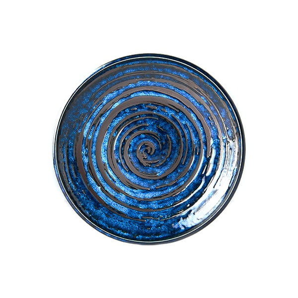 Copper Swirl kék kerámia tányér, ø 20 cm - MIJ
