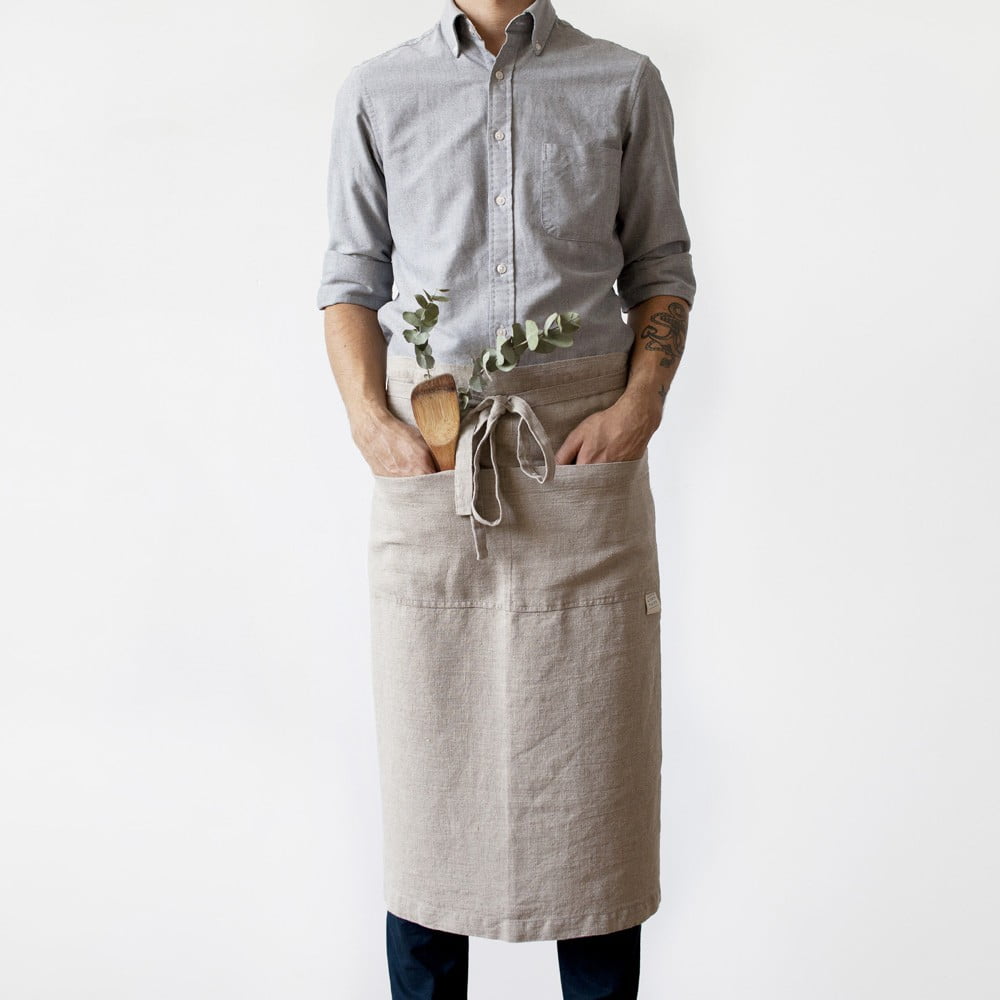 Chef bézs vászonkötény, hosszúság 76 cm - Linen Tales