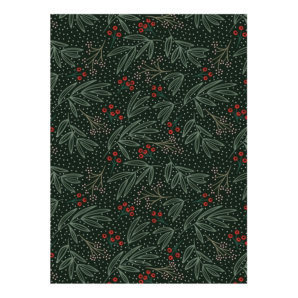 Winter Floral 5 ív fekete-zöld csomagolópapír, 50 x 70 cm - eleanor stuart