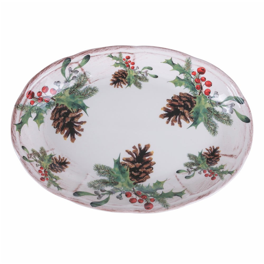 Ortisei karácsonyi kerámia szervírozó tányér, 27,5 x 45 cm - Villa d'Este