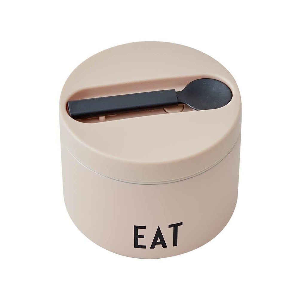 Eat bézs snack termodoboz kanállal, magasság 9 cm - Design Letters