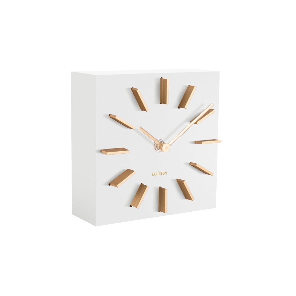 Discreet fehér asztali óra, 15 x 15 cm - Karlsson