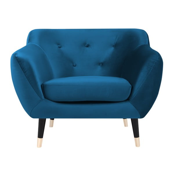 Amelie kék fotel fekete lábakkal - Mazzini Sofas
