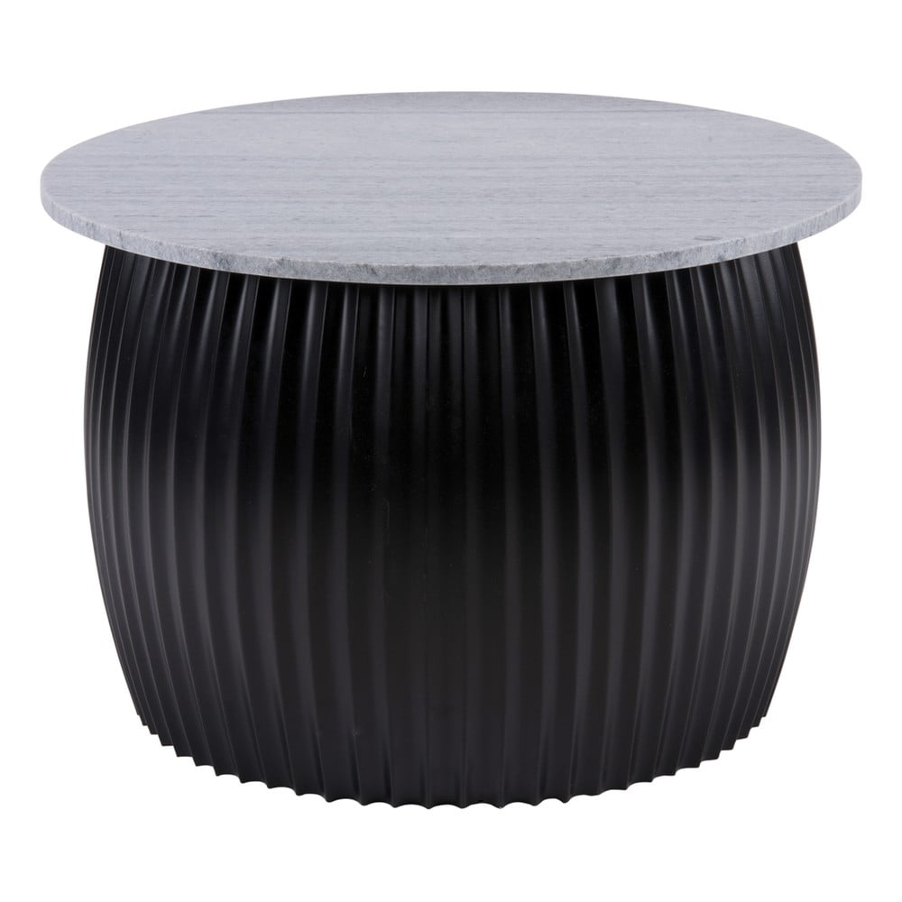 Fekete kerek dohányzóasztal márvány dekoros asztallappal ø 52 cm  luscious  – leitmotiv
