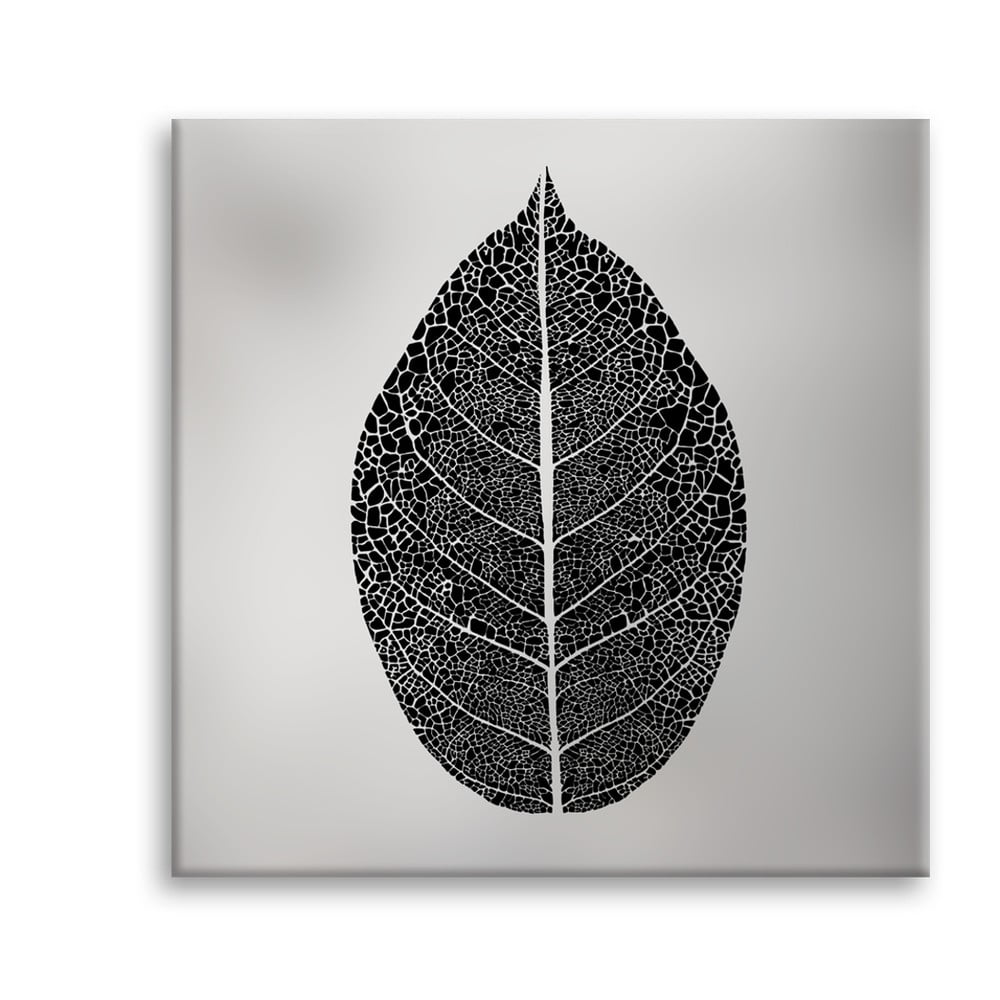 Canvas Silver Uno Black Leaf kép, 65 x 65 cm - Styler