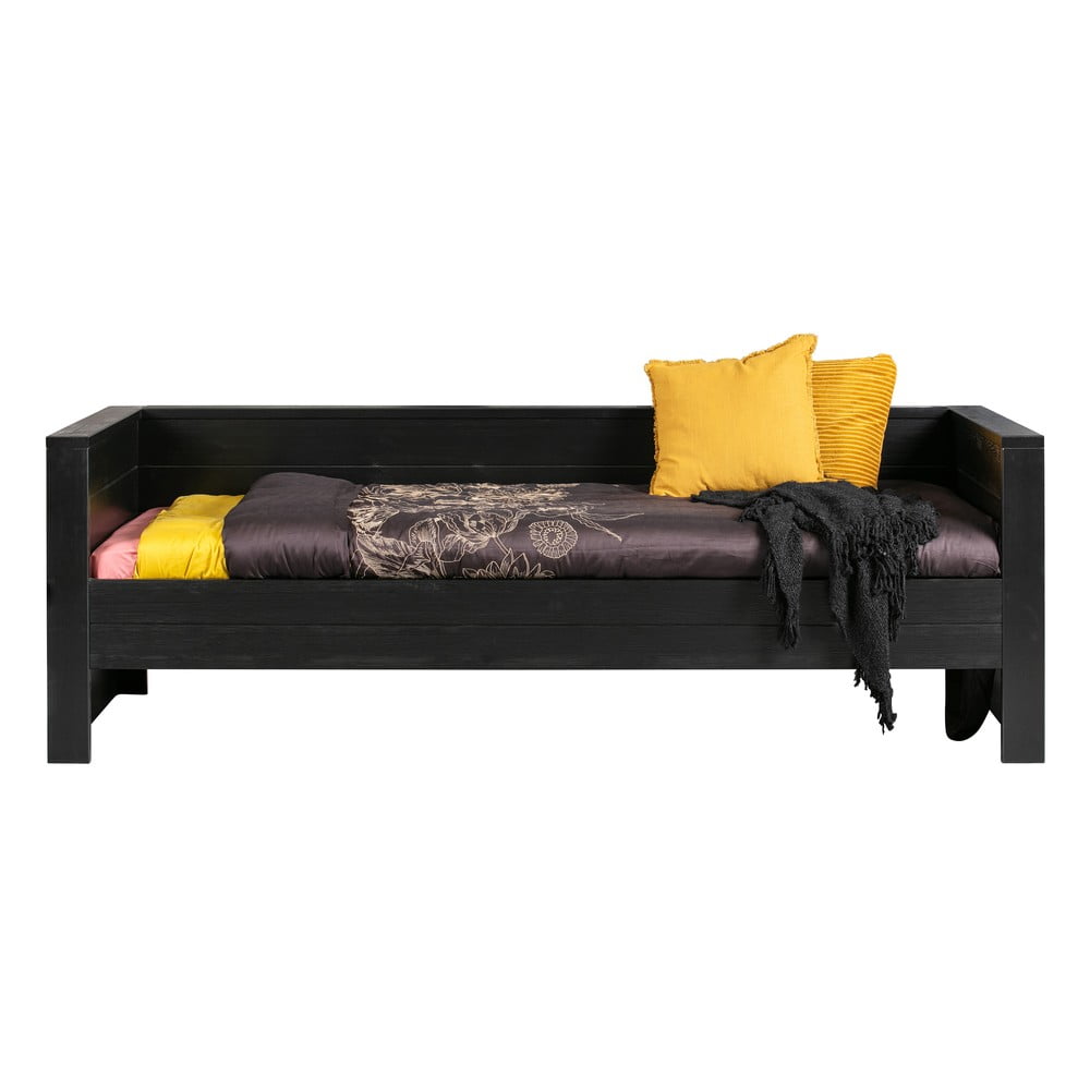 Dennis fekete borovi fenyő ágy/kanapé, 90 x 200 cm - woood