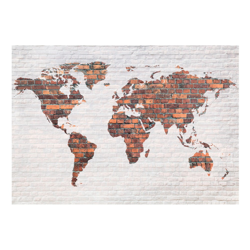 Brick World Map nagyméretű tapéta, 400 x 280 cm - Bimago