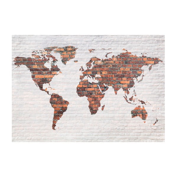 Brick World Map nagyméretű tapéta, 400 x 280 cm - Bimago