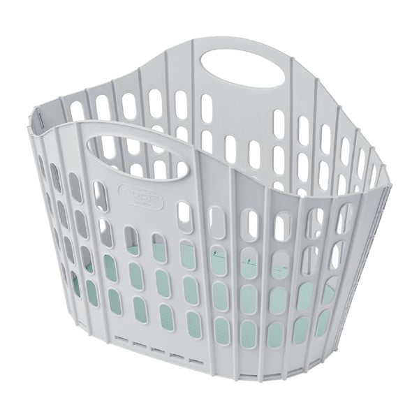 Flat Folding Laundry Basket szürke-zöld összecsukható szennyeskosár - Addis