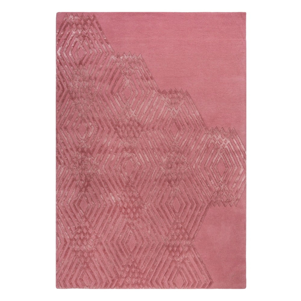 Diamonds rózsaszín gyapjú szőnyeg, 160 x 230 cm - Flair Rugs