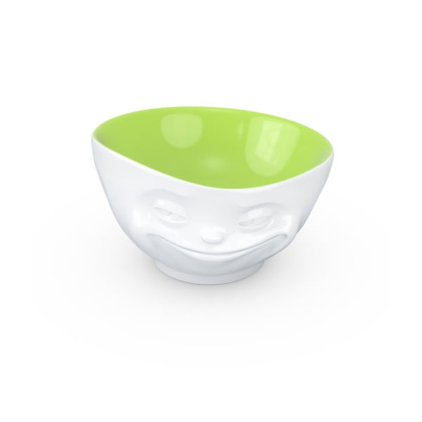 Fehér-zöld 'mosolygós' porcelán tálka - 58products