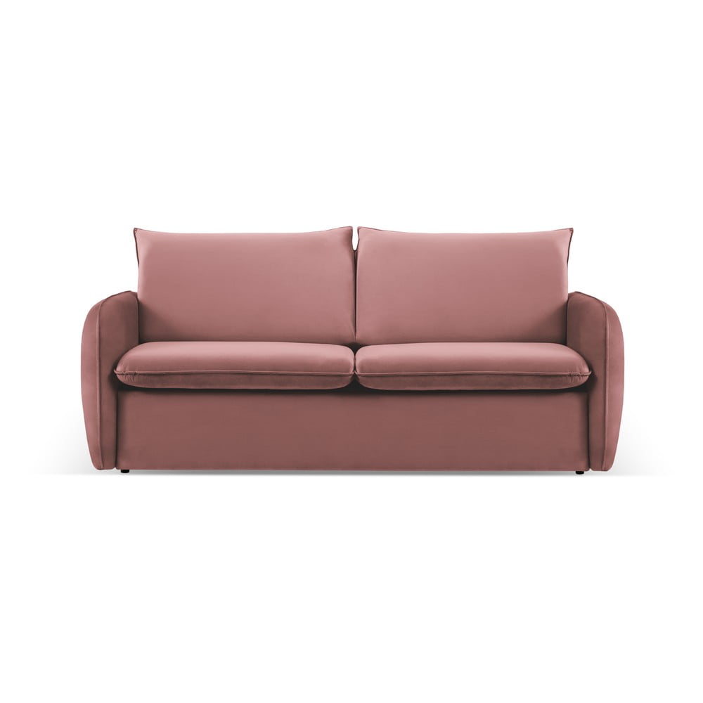 Rózsaszín bársony kinyitható kanapé 194 cm vienna – cosmopolitan design